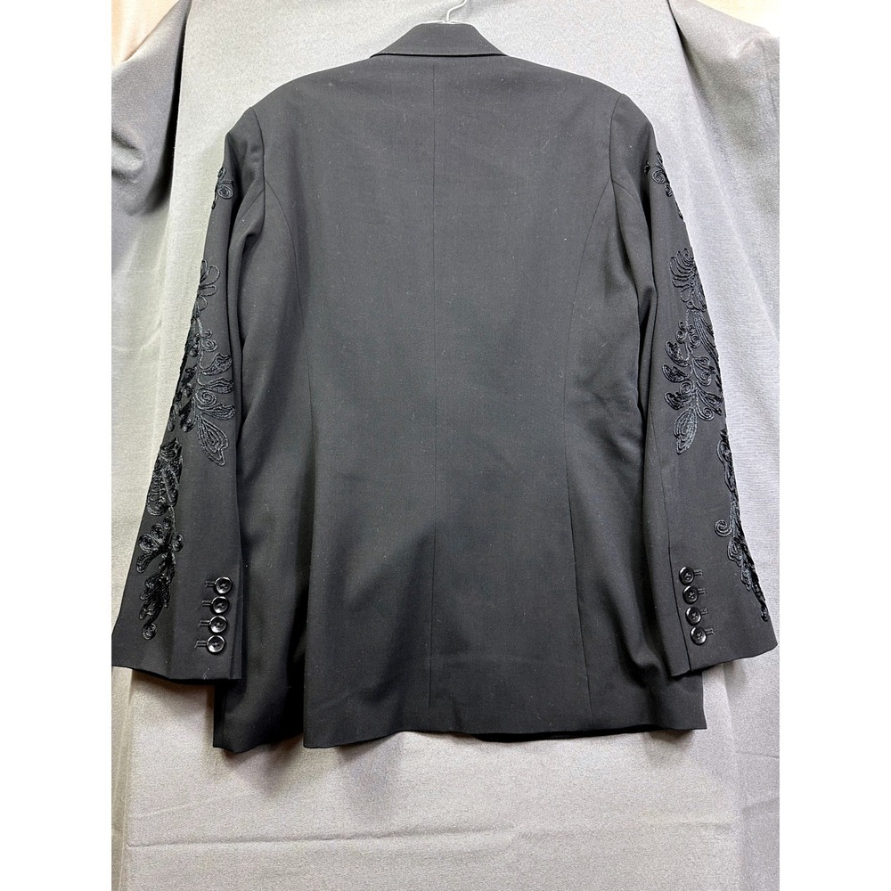 Coldwater Creek Embroidered Sleeve Black Blazer Jacket Women's Size‎ 12 - Picture 2 of 13